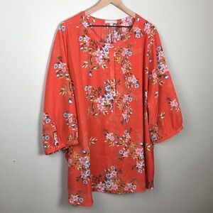 Woman Within Orange Floral Blouse